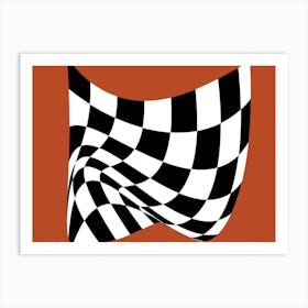 Brown With Checkered Flag Art Print