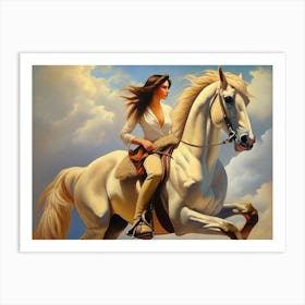 Woman Riding A Horse 9 Art Print