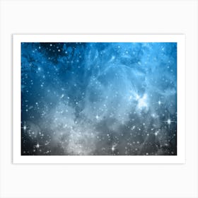 Blue Grey Galaxy Space Background Art Print