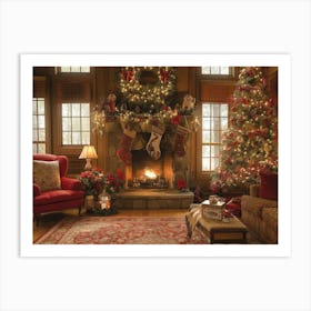 Christmas Living Room Art Print