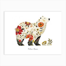 Little Floral Polar Bear 2 Poster Art Print