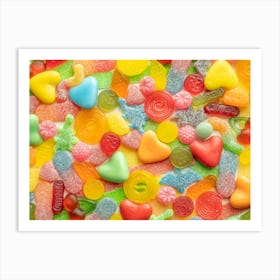 Rainbow colors sugar sweets with dinosaurs - great for a kids room - Fun food photography by Christa Stroo Photography Art Print