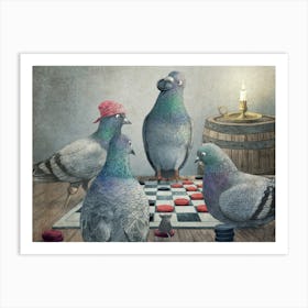 Checker Playing Pigeons Art Print