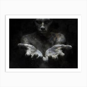 Young Man Holding His Hands Art Print