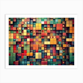 Abstract Colorful 3d Cube Pattern Art Print