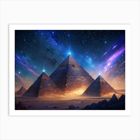 Three Pyramids Under A Starry Sky Art Print