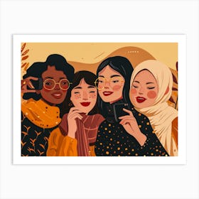 Illustration Of Women In Hijab Art Print