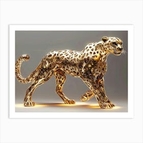 Golden 3d Cheetah With A Majestic Stance, Intricate Details And Elegant Patterns Art Print