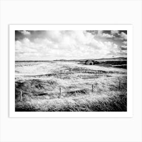 Cottage In The Dutch Dunes In Black And White Art Print