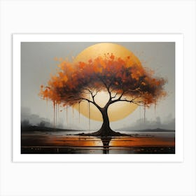 Abstract Tree Painting at sunset Art Print