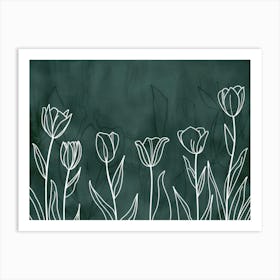 Tulips On A Chalkboard Art Print