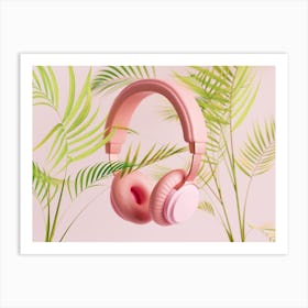 Pink Headphones Art Print