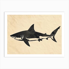 Great White Shark  Grey Silhouette 7 Art Print
