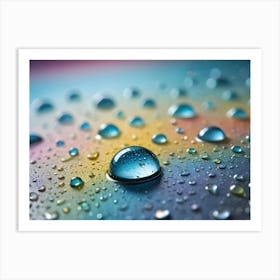 Close Up Shot Of Water Droplets On A Colorful Surface Art Print