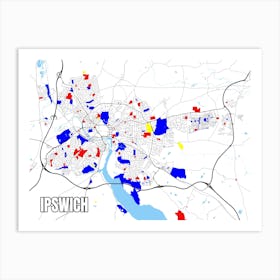 Map of Ipswich, UK Mondrian Style Art Print