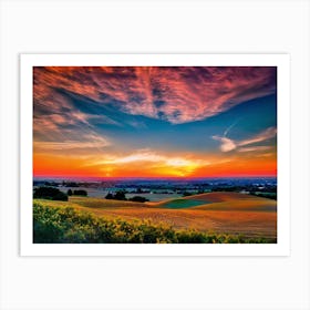 Sunset Over Fields 1 Art Print