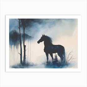 Horse Alone In Forest Art Print