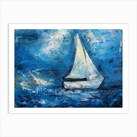 Sailboat In The Blue Sea Art Print