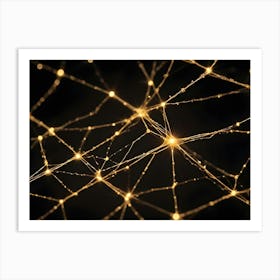 Abstract Image Of A Golden Network Of Lines With Glowing Points Art Print