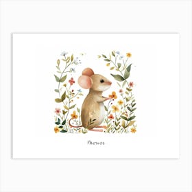 Little Floral Mouse 2 Poster Art Print