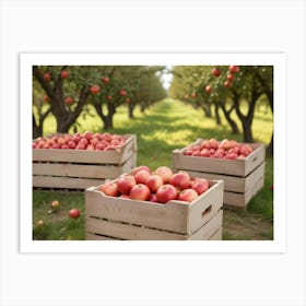 Crates Of Red Apples In An Orchard 5 Art Print