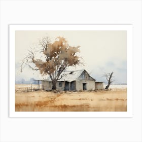 Autumn Cottage Landscape Painting Art Print