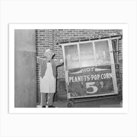 Popcorn Man In Front Of Bank, San Augustine, Texas By Russell Lee Art Print