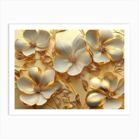 Gold 3d Flower Art Print