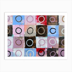 abstract contemporary art painting squares circles dots pattern office hallway hotel living room Art Print