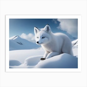 Playful Arctic Fox In The Snow Art Print