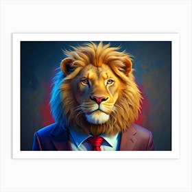 Lion In A Suit And Tie 1 Art Print