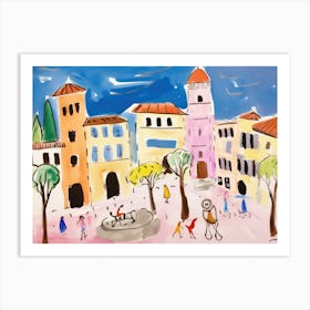 Prato Italy Cute Watercolour Illustration 4 Art Print