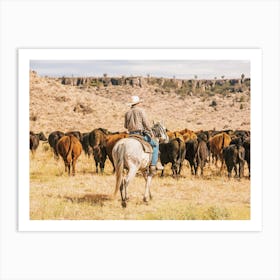 Cowboy Cattle Drive Art Print