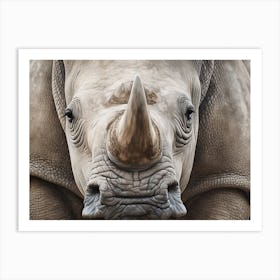 White Rhinoceros Close Up Realism 2 Art Print
