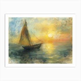 Sailboat At Sunset 38 Art Print