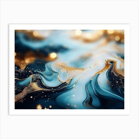 Abstract Blue And Gold Painting 1 Art Print