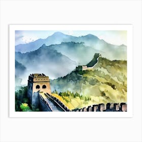 Great Wall Of China AI watercolor Art Print