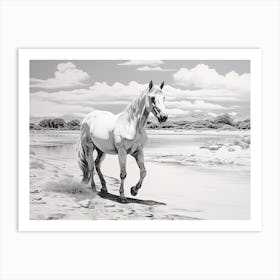 A Horse Oil Painting In Whitehaven Beach, Australia, Landscape 3 Art Print