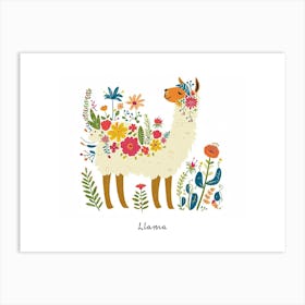Little Floral Llama 4 Poster Art Print