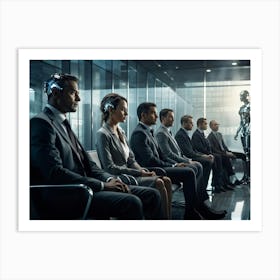 A Diverse Group Of Professionals With Varied Expressions Of Anticipation And Frustration Idled In A (2) Art Print