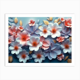 Assorted 3d Flowers In An Abstract 1 Art Print