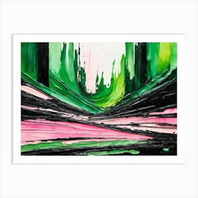 Abstract Landscape Pink Green Painting 1 Art Print