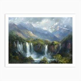 Waterfalls In The Mountains 1 Art Print