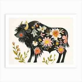 Little Floral Bison 2 Art Print