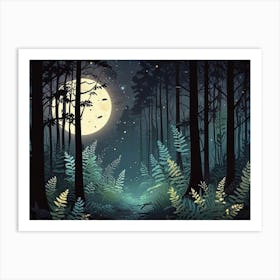 Forest At Night Art Print