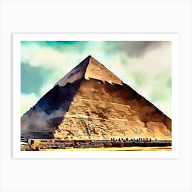 Pyramids Of Giza AI watercolor Art Print
