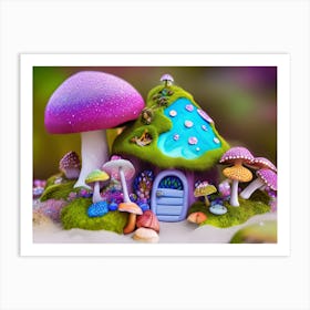 Pink Mushroom Garden Art Print