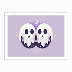 Ghosts On A Purple Background 1 Art Print