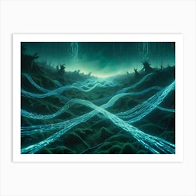 Abstract Landscape With Glowing Lines And A Mystical Atmosphere Art Print