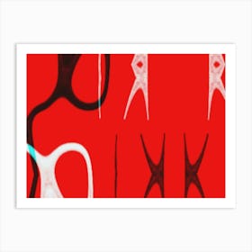 Scissors On A Red Background Art Print